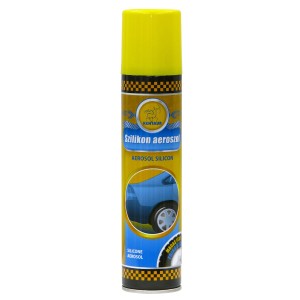 Sárga spray szilikon aeroszollal autóápoláshoz.