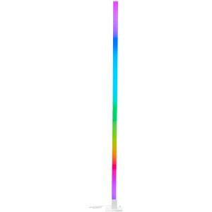 Fehér Brilliant Donetta LED design állólámpa RGB színváltással és zenei érzékelővel.