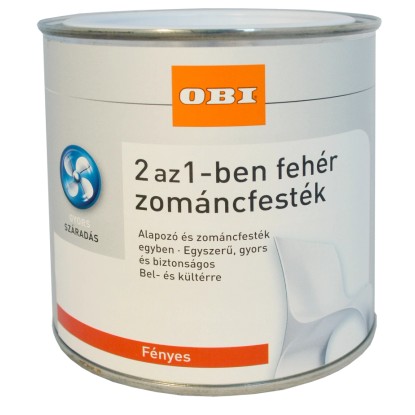 OBI 2 az 1-ben fehér lakk vízzel hígítható fehér fényes 750 ml