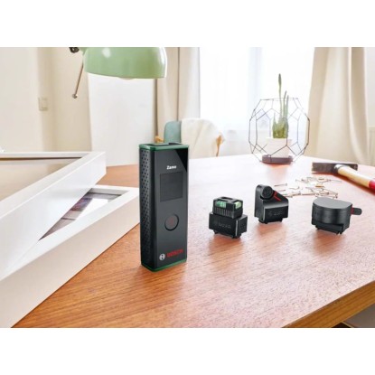 Bosch Zamo mérőeszköz három adapterrel a pontos méréshez.
