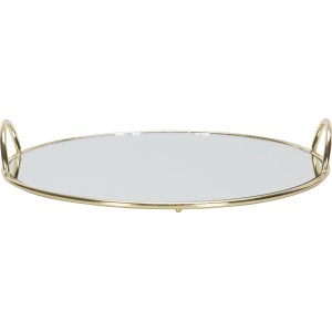 Elegáns, arany színű tükörtálca fogantyúkkal, Modern Antique, Ø 31cm.
