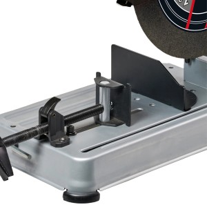 Közelkép: Einhell TC-MC 355/1 fémvágó daraboló satuval és vágókoronggal.