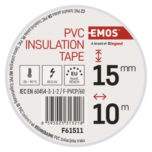 EMOS PVC szigetelőszalag, 15mm széles, 10m hosszú.