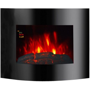 Fekete EL Fuego Aarau Oval elektromos fali kandalló láng effektussal.