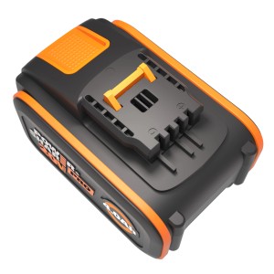 Worx WA3644 Power Share 4 Ah akkumulátor elektromos szerszámokhoz, fekete és narancssárga.
