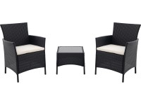 Balkongarnitúra Taracoa fonott fekete 3 részes