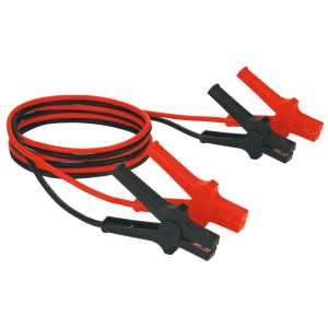 Einhell BT-BO 16/1 A bikakábel piros és fekete vezetékekkel és teljesen szigetelt csipeszekkel.