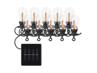 LED fényfüzér napelemmel - 10x party égő 5 m kültéri és beltér vintage