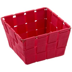 Piros Wenko Adria Mini Square tárolókosár fürdőszobába és háztartásba.