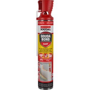 Piros Soudal Souda Bond Easy doboz, PU hab különféle alkalmazásokhoz.