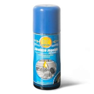 Kék jégoldó spray autózárakhoz. Véd a fagytól és megőrzi a zárak működését.