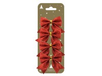 Karácsonyi dekor masni díszek műanyagból 7 cm x 4,5 cm piros 4 db Karácsonyi dekor masni díszek műanyagból 7 cm x 4,5 cm piros 4 db