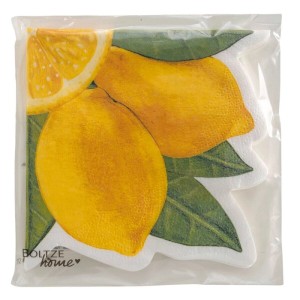 Boltze Limone szalvéták, 12 darabos, citrom mintával a friss asztali dekorációhoz.