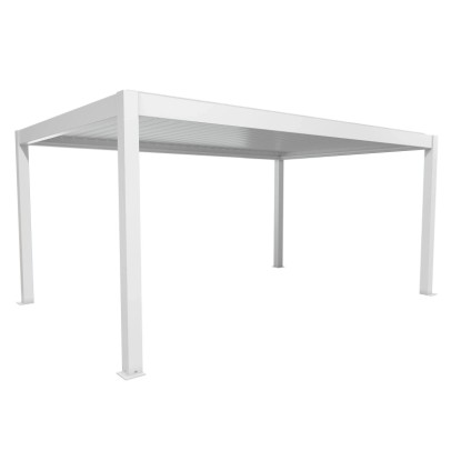 Fehér Biohort Pergola 5,5x3,5 m: Modern teraszfedés lamellákkal.