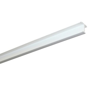 Fehér Gardinia T-sín műanyagból, 250 cm hosszú, függönyökhöz és drapériákhoz.