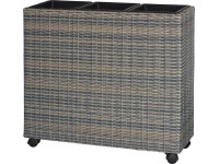 Virágláda görgőkkel polirattan antracit-bézs 82 cm x 28 cm x 72 cm