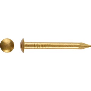 Sárgaréz bevonatú LUX kerek fejű szeg, 2x30 mm, 100 darabos készlet, alkalmas könnyű rögzítésekhez és dekorációs célokra.
