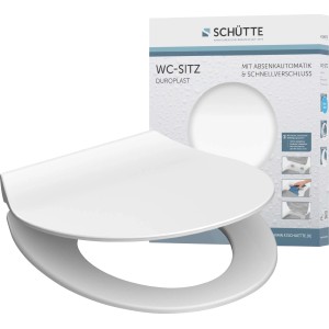 Fehér Schütte WC-ülőke Slim White Duroplast, lassú záródású és gyorsrögzítős.