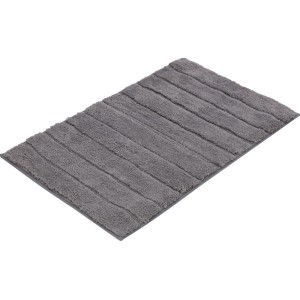 Sötétszürke fürdőszobaszőnyeg 50x80 cm bordázott textúrával. Téglalap alakú poliészter szőnyeg.