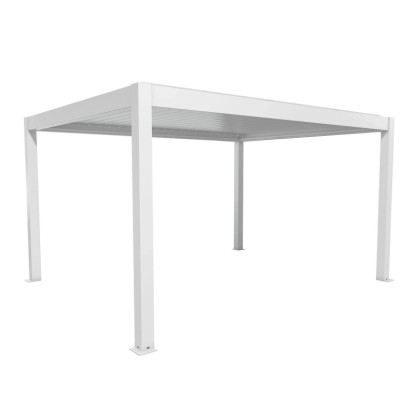 Fehér Biohort Pergola 4,5x3,5 m: Modern teraszfedés lamellákkal.