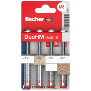 Fischer DuoHM 6x55 S tipli, különböző anyagokhoz és terhelésekhez alkalmas.