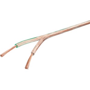 Átlátszó Schwaiger hangszórókábel, 2x0,75mm², 10m hosszúságú, zöld jelöléssel.