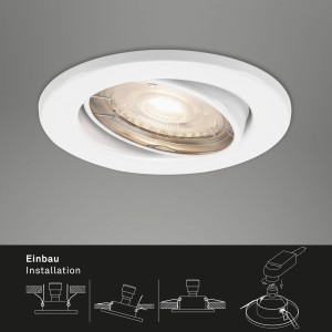 Fehér Briloner LED süllyesztett spotlámpa fémből, forgatható beltéri használatra.