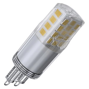 G9 LED lámpa, átlátszó forma, energiatakarékos.
