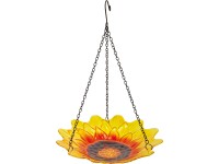 Madáritató függő üveg virág sárga 27 cm átmérő Madáritató függő üveg virág sárga 27 cm átmérő