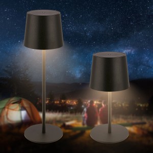 Fekete Brilo Bota Ø 11 cm akkus LED asztali lámpa, ideális teraszra és erkélyre.