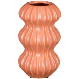 Rózsaszín Mica Decorations Pippa váza, 23 cm magas, kerámia váza bordázott felülettel.