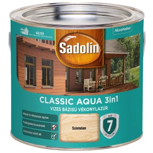 Sadolin Classic Aqua 3in1 időjárásálló festék, színtelen, kültéri használatra.