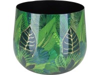 Kaspó Flora levélmintával 13 cm átmérő x 9 cm zöld-arany Kaspó Flora levélmintával 13 cm átmérő x 9 cm zöld-arany