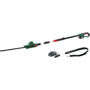 Bosch UniversalHedgePole 18 akkus teleszkópos sövénynyíró akkumulátorral és töltővel.