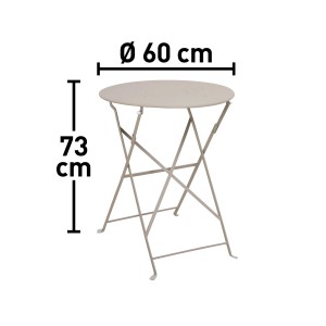 Összecsukható Calandria erkélyasztal, Ø 60 cm, ekrü, acélból.