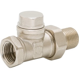 Króm termosztatikus szelep, egyenes kivitel, 21 mm (R 1/2) x 18,6 mm (RP 1/2) fűtés szereléshez.