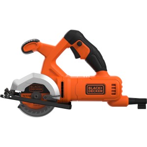 Black+Decker BES510 kompakt kézi körfűrész, 400 W, narancs-fekete. Kompakt fűrész fához, fémhez és műanyaghoz.