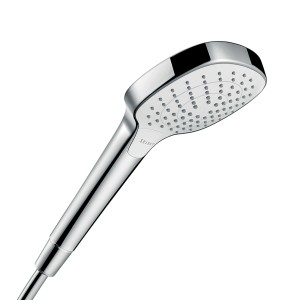 Hansgrohe Croma Select E Vario kézi zuhany, króm/fehér, 110 mm. Víztakarékos zuhanyfej 3 sugárfajtával.