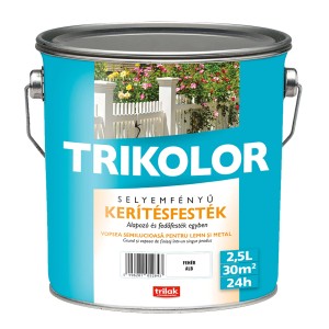 Trikolor selyemfényű kerítésfesték, 2,5 literes doboz. Ideális fa kerítésekhez.