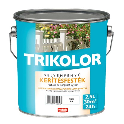 Trikolor kerítésfesték selyemfényű fehér 2,5 l