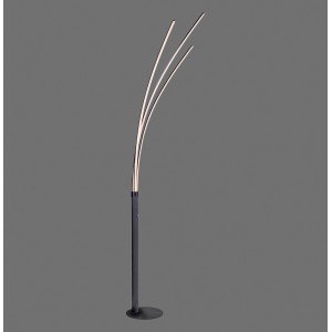 Modern, fekete Maja LED állólámpa, 215 cm magas, három ívelt világító elemmel.