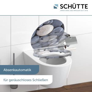Schütte Grey Stones WC-ülőke lassú záródással egy WC-csészén.
