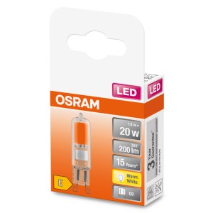 OSRAM G9 LED izzó, meleg fehér, 1,8W (20W-nak megfelelő), az energiahatékony világításhoz.