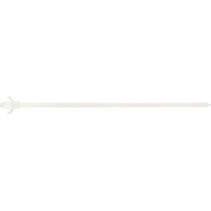 Fehér kábelkötegelő, 200 mm, terpesztő dübellel, kábelek rögzítéséhez.