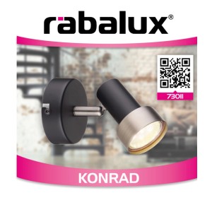 Modern, fekete Rabalux fali lámpa beltéri használatra.