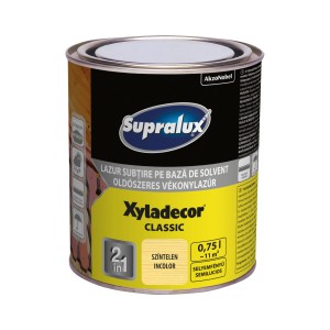 Supralux Xyladecor Classic fa lazúr, színtelen, 0,75l doboz. Időjárásálló festék kültéri használatra.