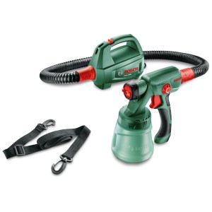 Bosch PFS 1000 finomszóró rendszer fúvóval, szórópisztollyal és vállpánttal.