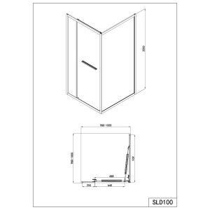 SANOSLIM sarokkabin toló-forgó ajtóval 100 cm króm