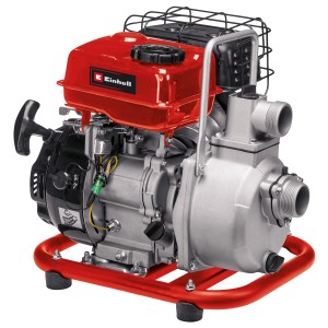 Einhell GC-PW 16 benzinmotoros vízszivattyú piros házzal és fogantyúval, piros kereten.