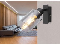 Globo Hadera falilámpa 1 izzós fekete matt füstszínű 90 mm x 200 mm